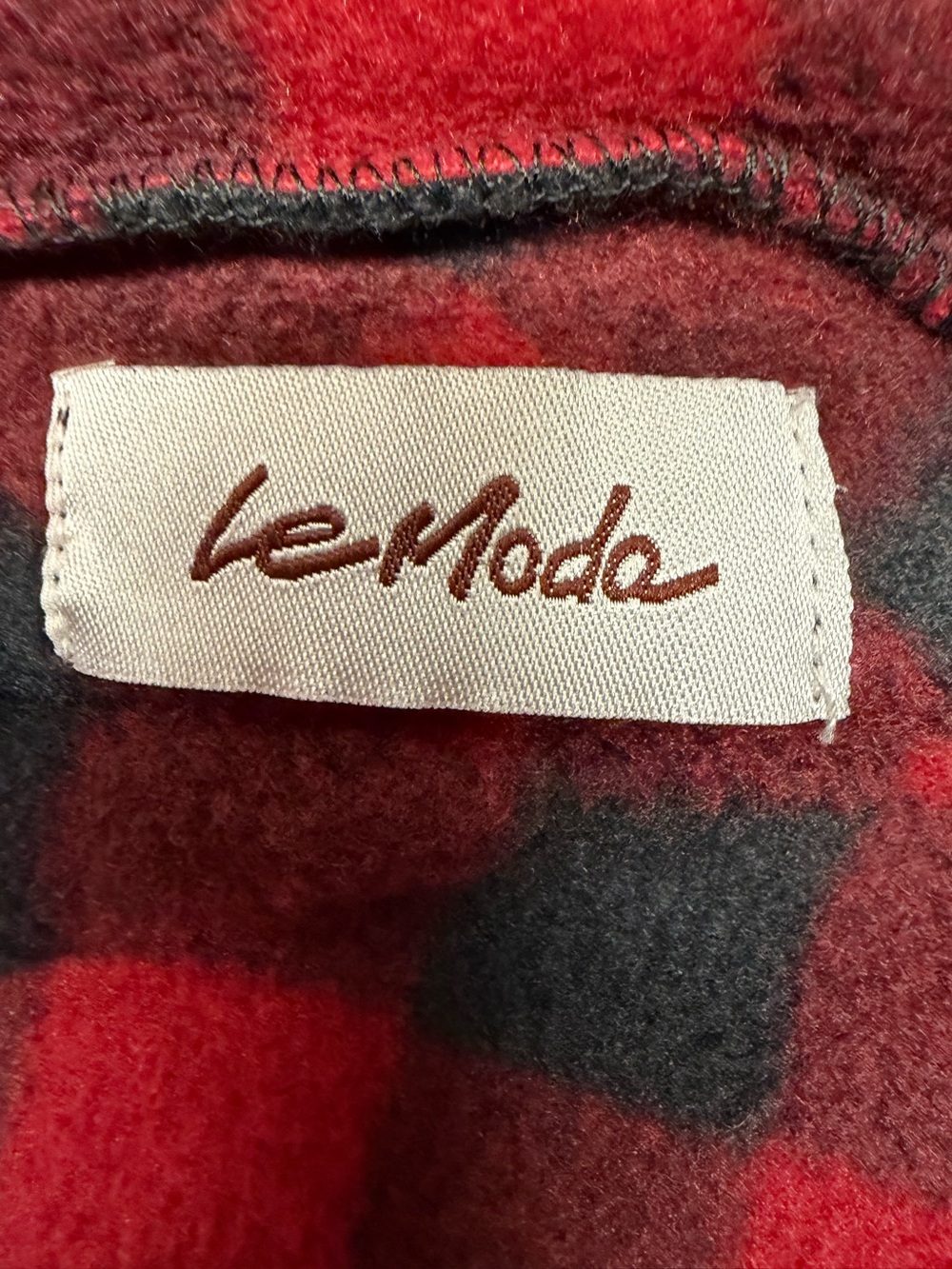 LeModa Fleece Red & Black Buffalo Plaid Poncho - Picture 5 of 7